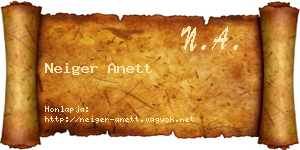 Neiger Anett névjegykártya